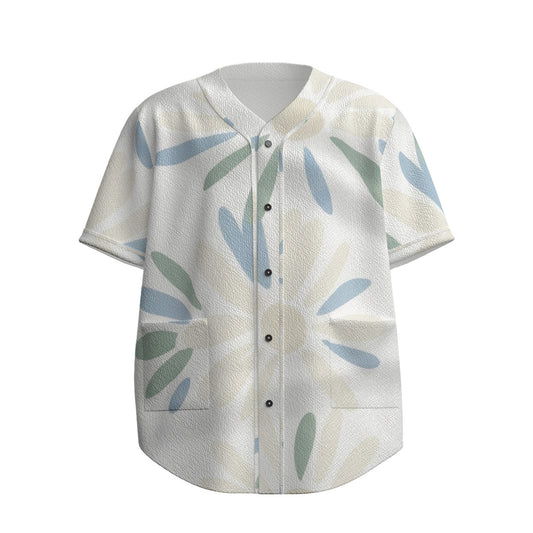 Custom Cream Minimal Floral Daisy Botanical Fashion Textured Baseball Jersey Limited