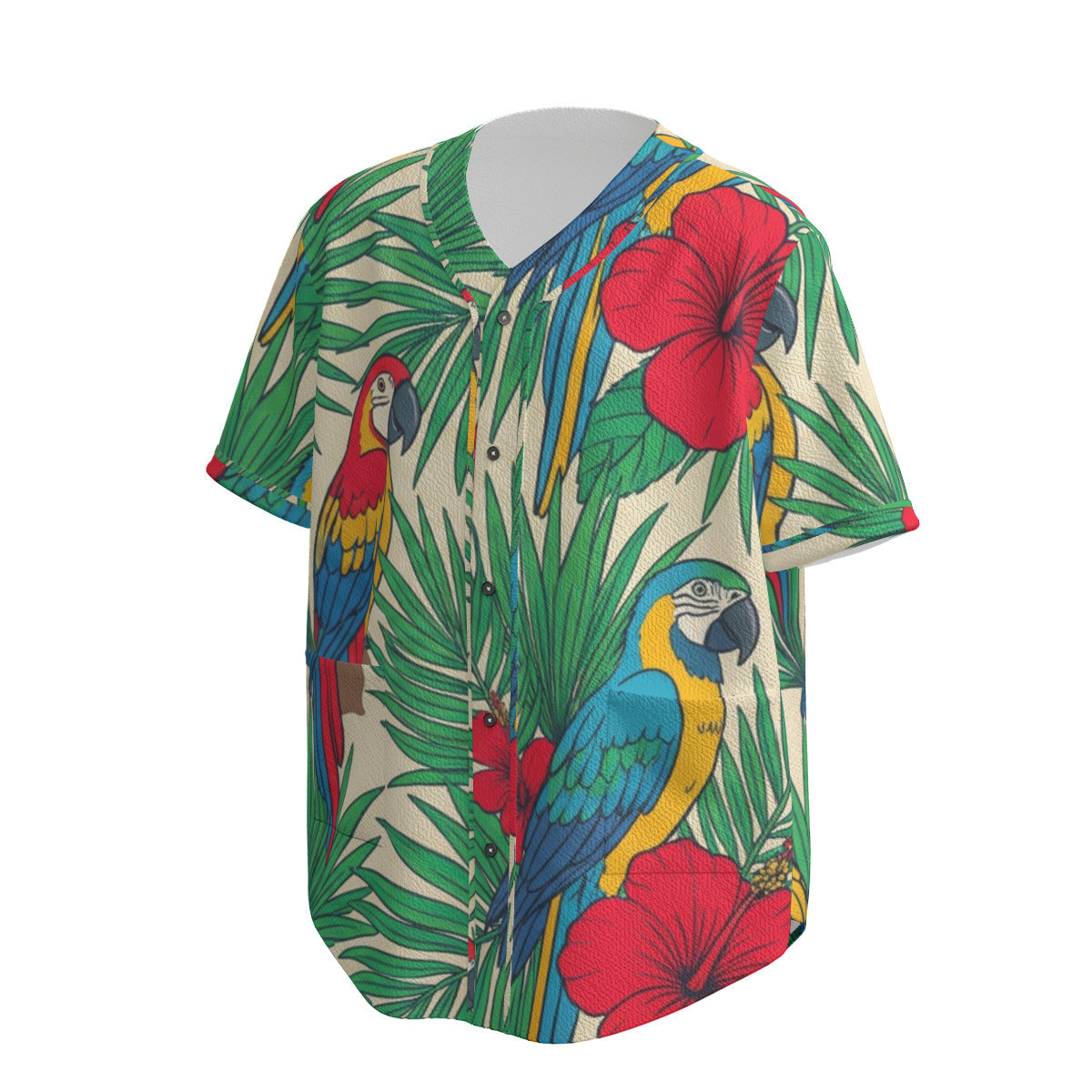 Custom Red Green Tropical Parrot Jungle Art Fashion Textured Baseball Jersey Limited