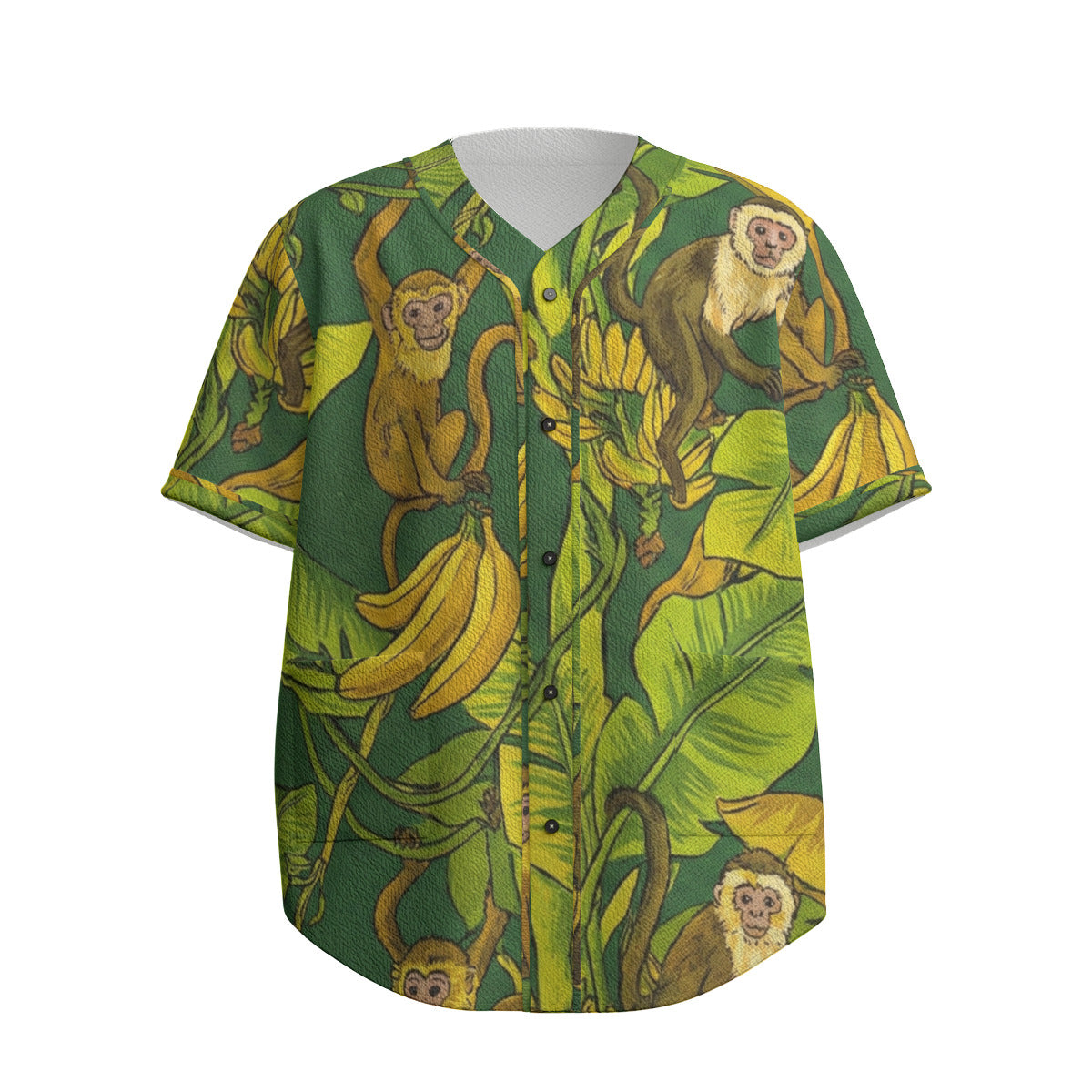 Custom Green Yellow Jungle Monkey Banana Art Fashion Textured Baseball Jersey Limited