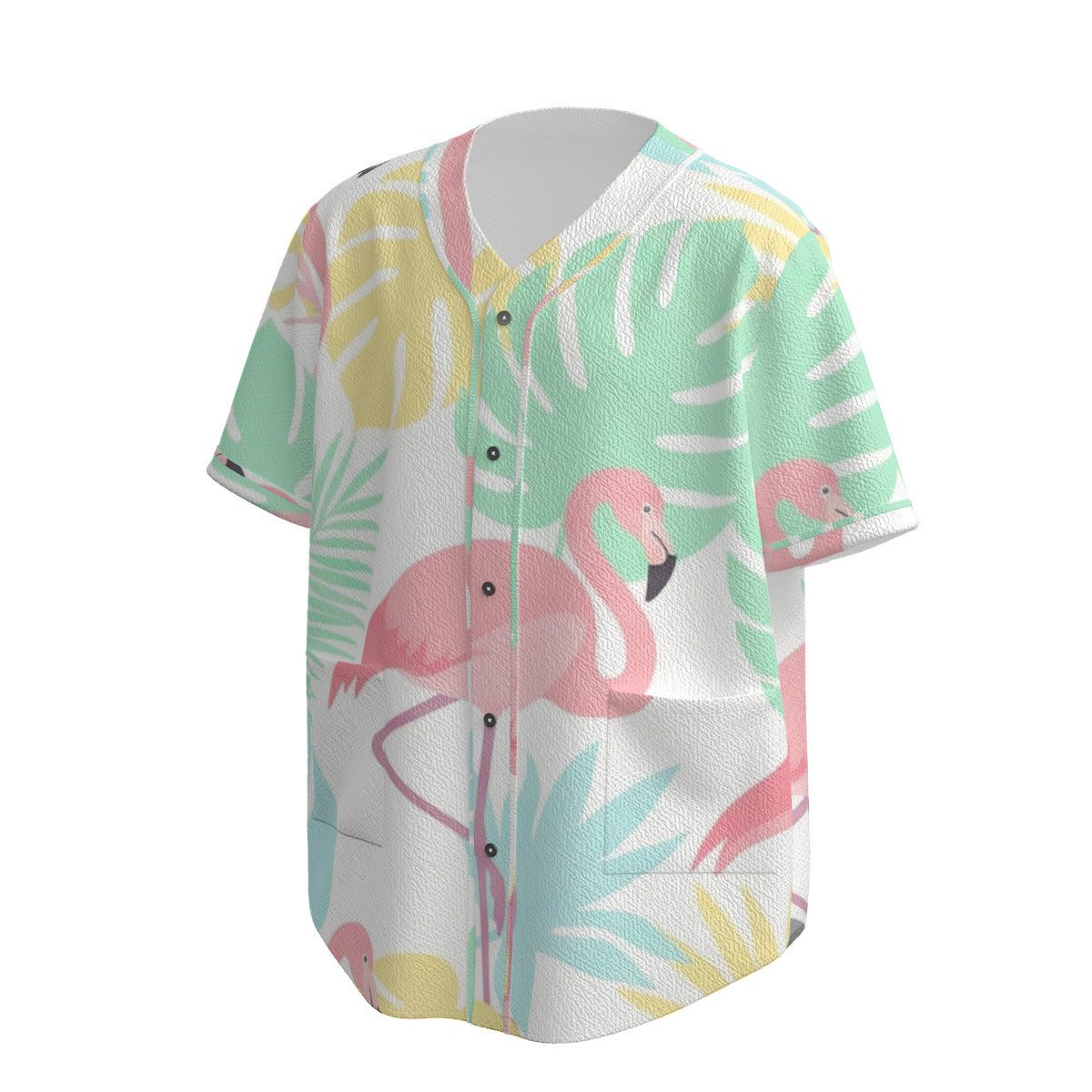 Custom Mint Pink Tropical Flamingo Leaf Art Fashion Textured Baseball Jersey Limited
