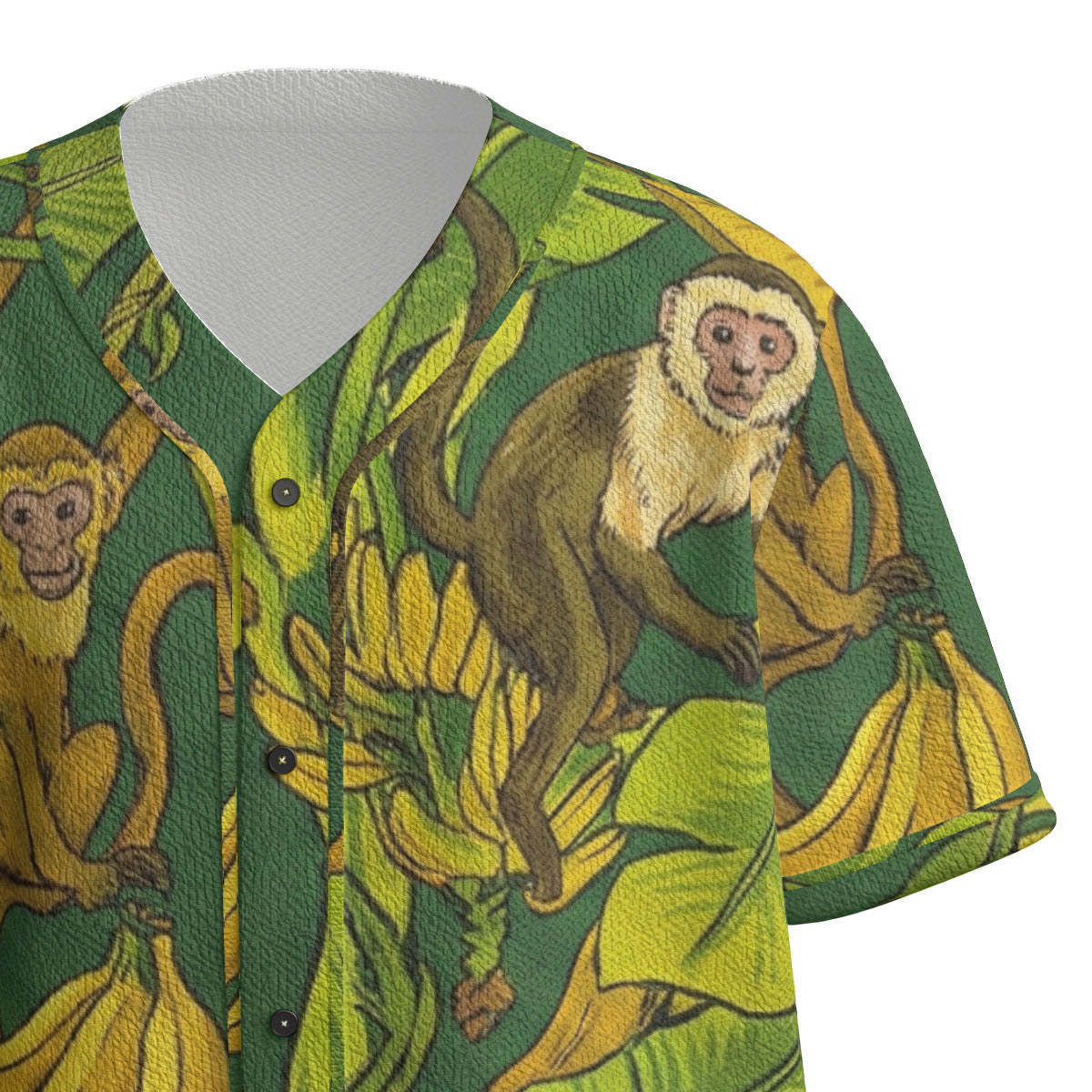 Custom Green Yellow Jungle Monkey Banana Art Fashion Textured Baseball Jersey Limited
