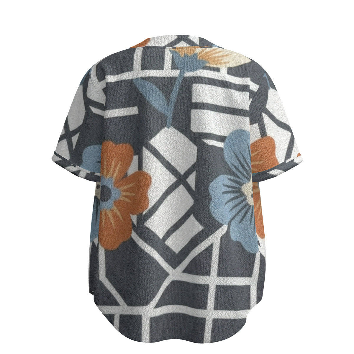 Custom Gray Blue Geometric Floral Grid Art Fashion Textured Baseball Jersey Limited