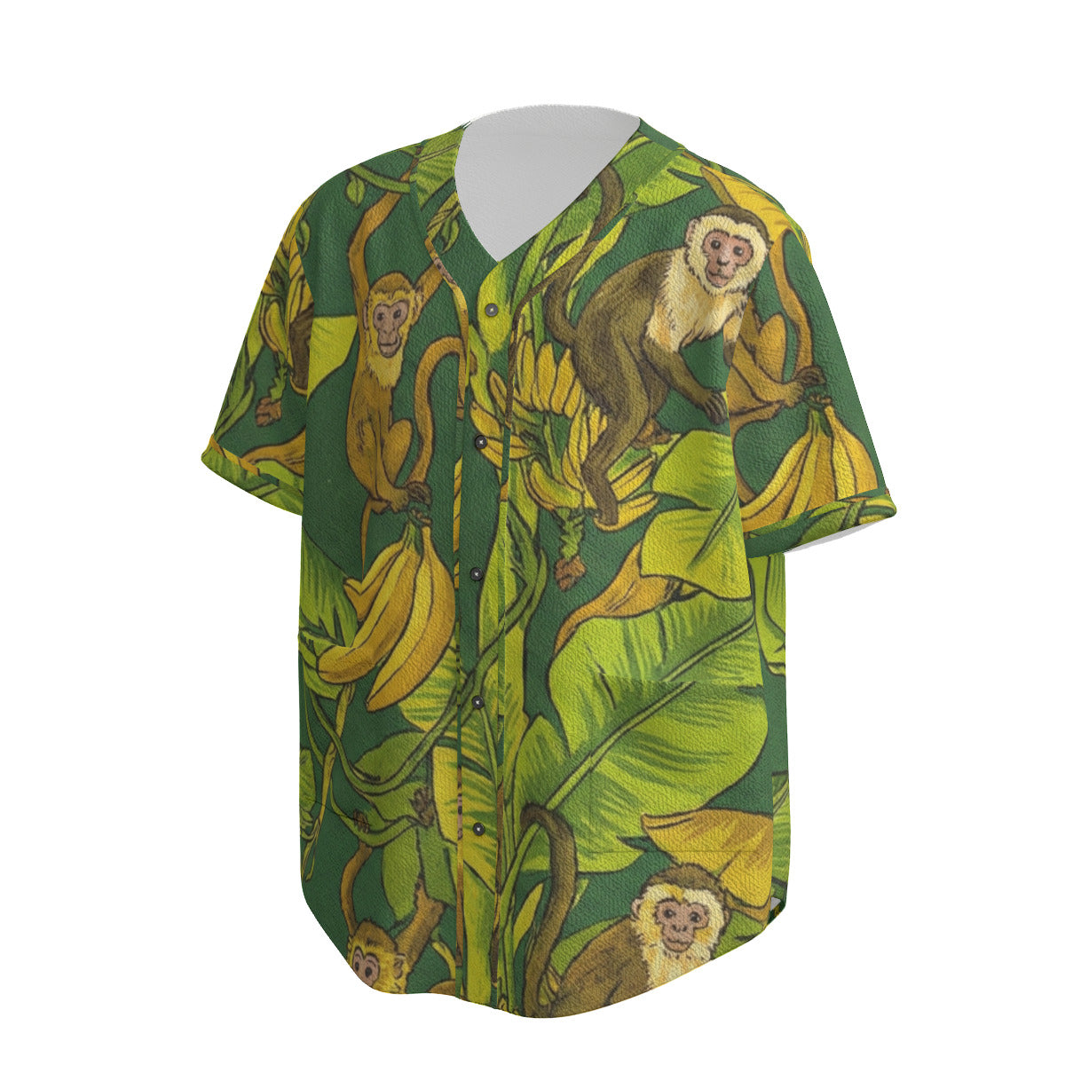 Custom Green Yellow Jungle Monkey Banana Art Fashion Textured Baseball Jersey Limited