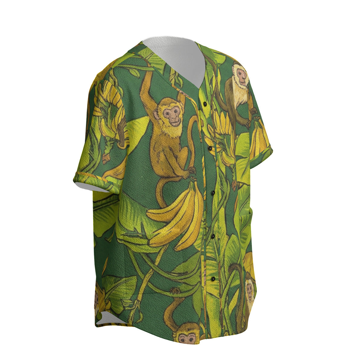 Custom Green Yellow Jungle Monkey Banana Art Fashion Textured Baseball Jersey Limited