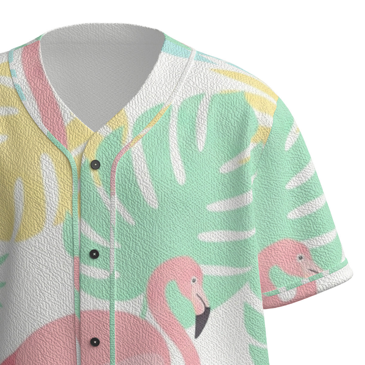 Custom Mint Pink Tropical Flamingo Leaf Art Fashion Textured Baseball Jersey Limited