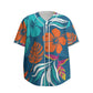 Custom Blue Orange Tropical Floral Wave Abstract Fashion Textured Baseball Jersey Limited