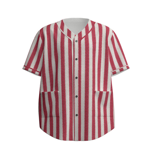 Custom Red White Classic Vertical Stripe Fashion Textured Baseball Jersey Limited