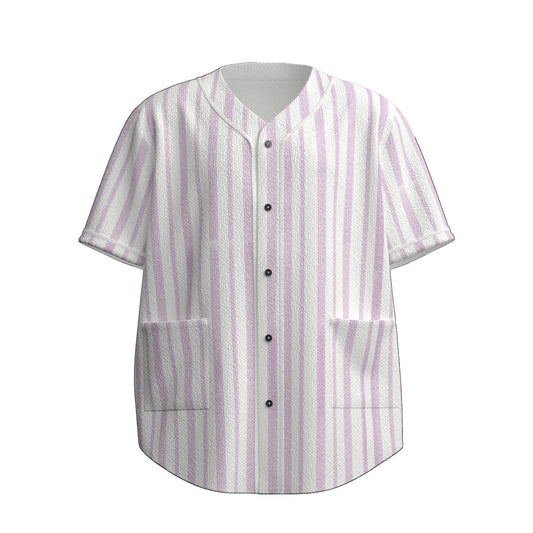 Custom Pink White Soft Pastel Stripe Casual Fashion Textured Baseball Jersey Limited