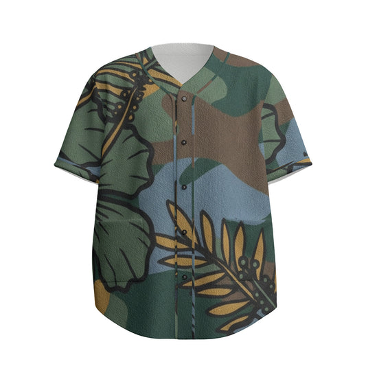 Custom Green Earth Tone Abstract Botanical Camouflage Art Fashion Textured Baseball Jersey Limited