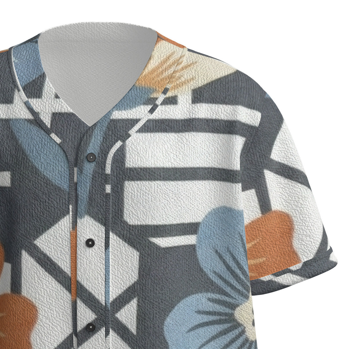 Custom Gray Blue Geometric Floral Grid Art Fashion Textured Baseball Jersey Limited