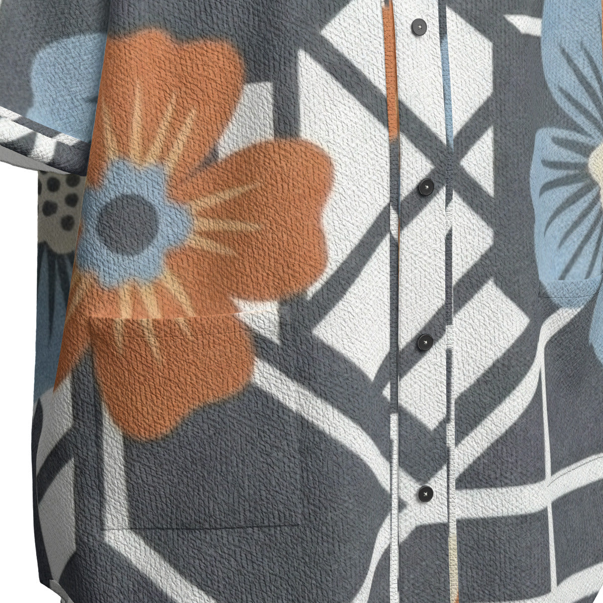 Custom Gray Blue Geometric Floral Grid Art Fashion Textured Baseball Jersey Limited