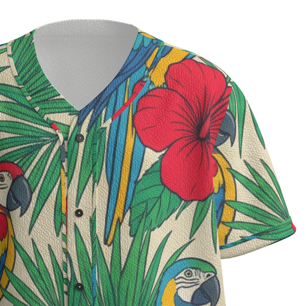 Custom Red Green Tropical Parrot Jungle Art Fashion Textured Baseball Jersey Limited