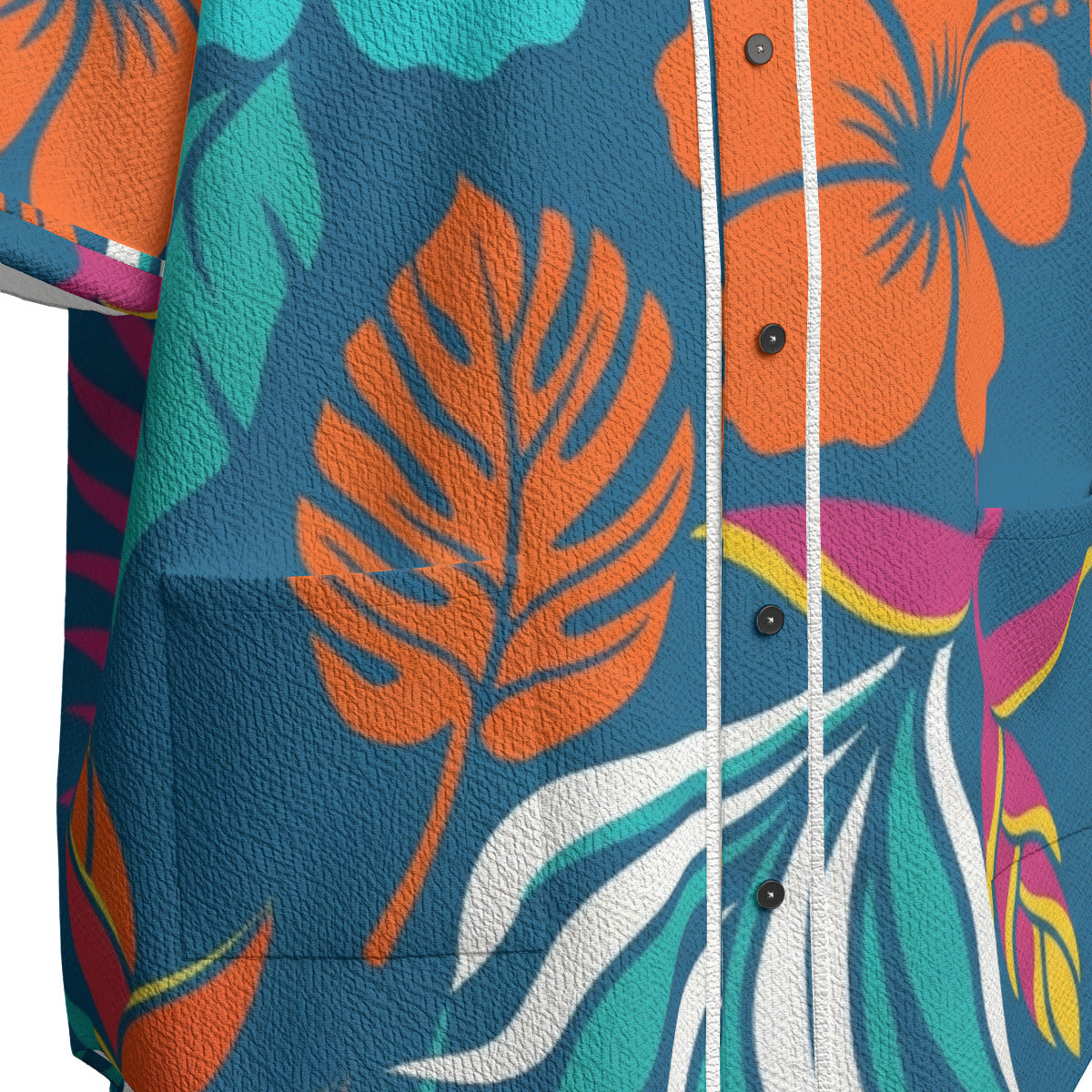 Custom Blue Orange Tropical Floral Wave Abstract Fashion Textured Baseball Jersey Limited