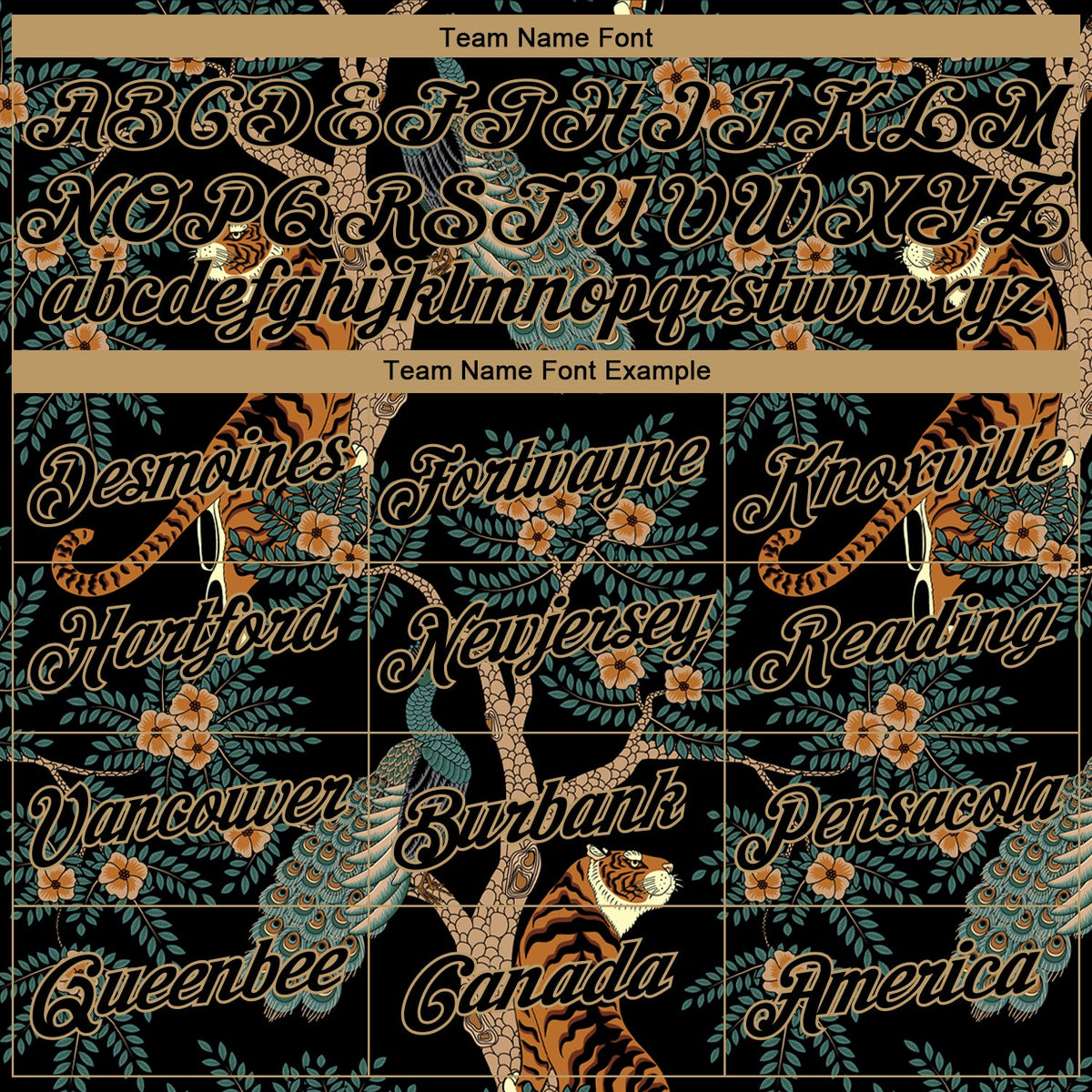 Custom Black Black-Old Gold 3D Pattern Design Tiger And Peacock Authentic Basketball Jersey Limited