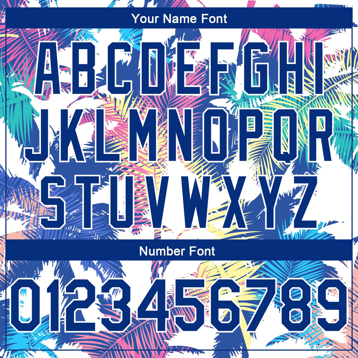 Custom White Royal 3D Pattern Tropical Hawaii Palm Trees Authentic Basketball Jersey Limited