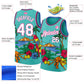 Custom Aqua Pink Light Blue-Black 3D Pattern Tropical Beach Hawaii Palm Trees Authentic Basketball Jersey Limited