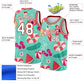 Custom Aqua White-Red 3D Pattern Tropical Hawaii Beach Authentic Basketball Jersey Limited