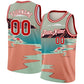 Custom Teal Red-White 3D Pattern Tropical Beach Hawaii Palm Trees Authentic Basketball Jersey
