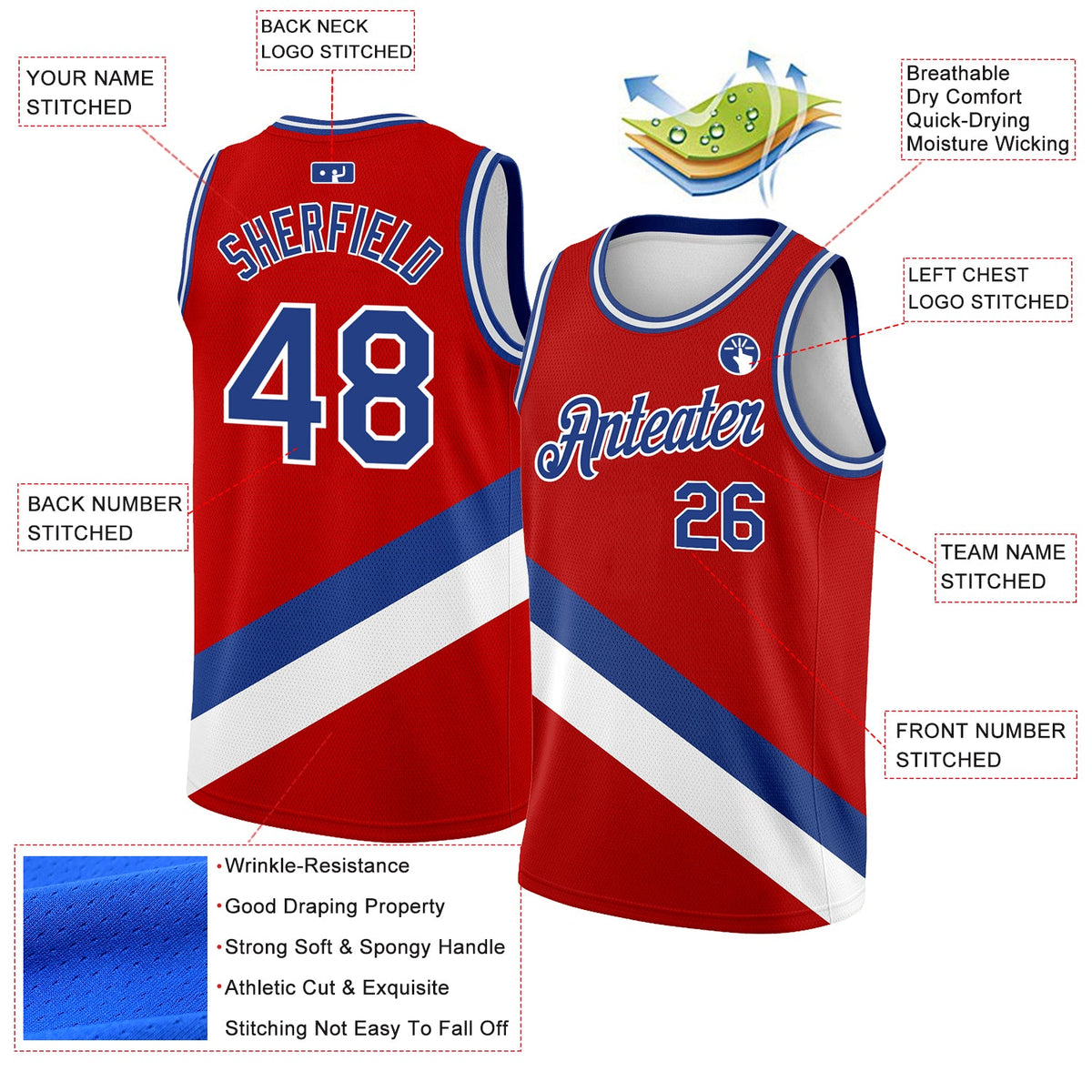 Custom Red Royal-White Modern Authentic City Edition Basketball Jersey Limited