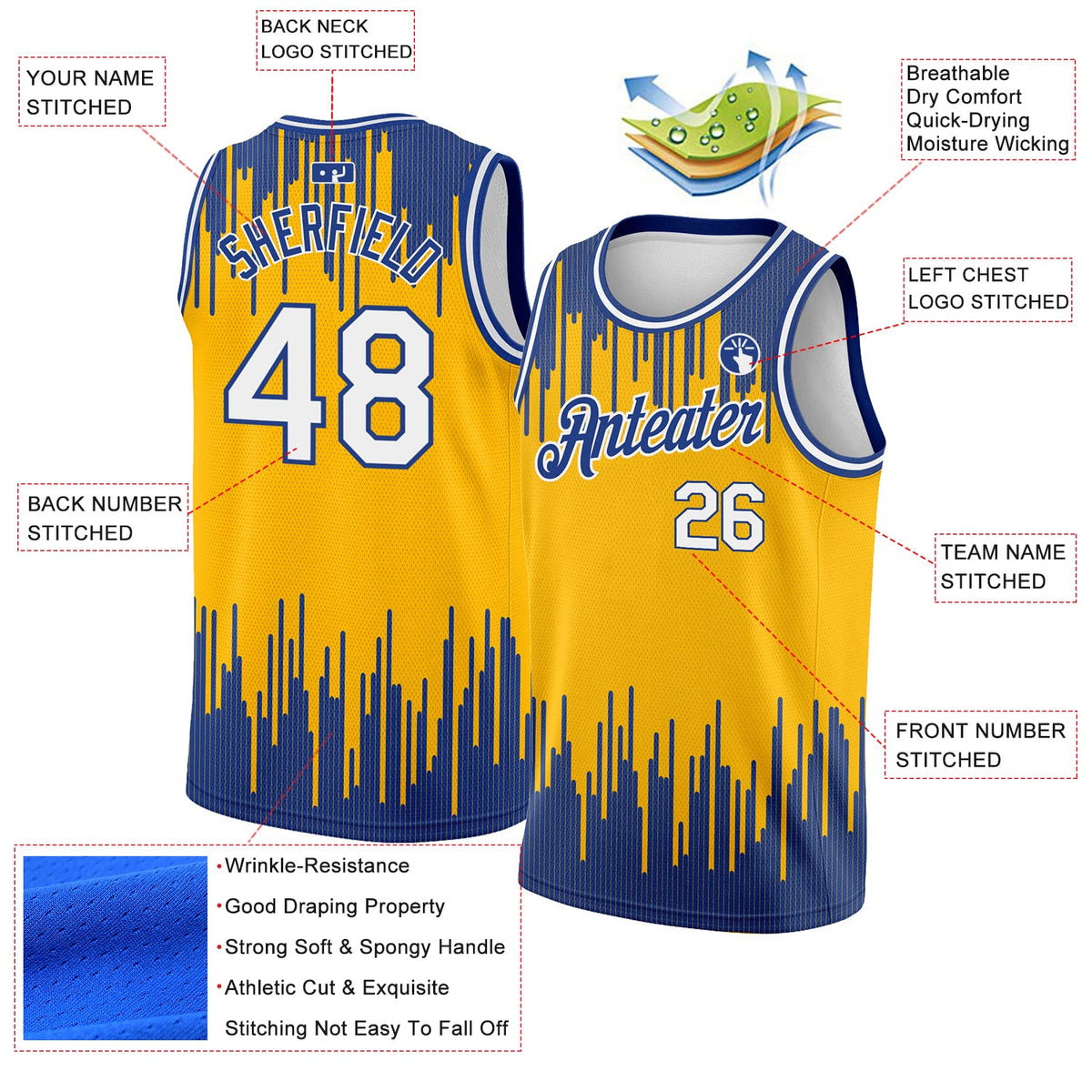 Custom Gold White-Royal Abstract Vertical Lines Authentic City Edition Basketball Jersey Limited