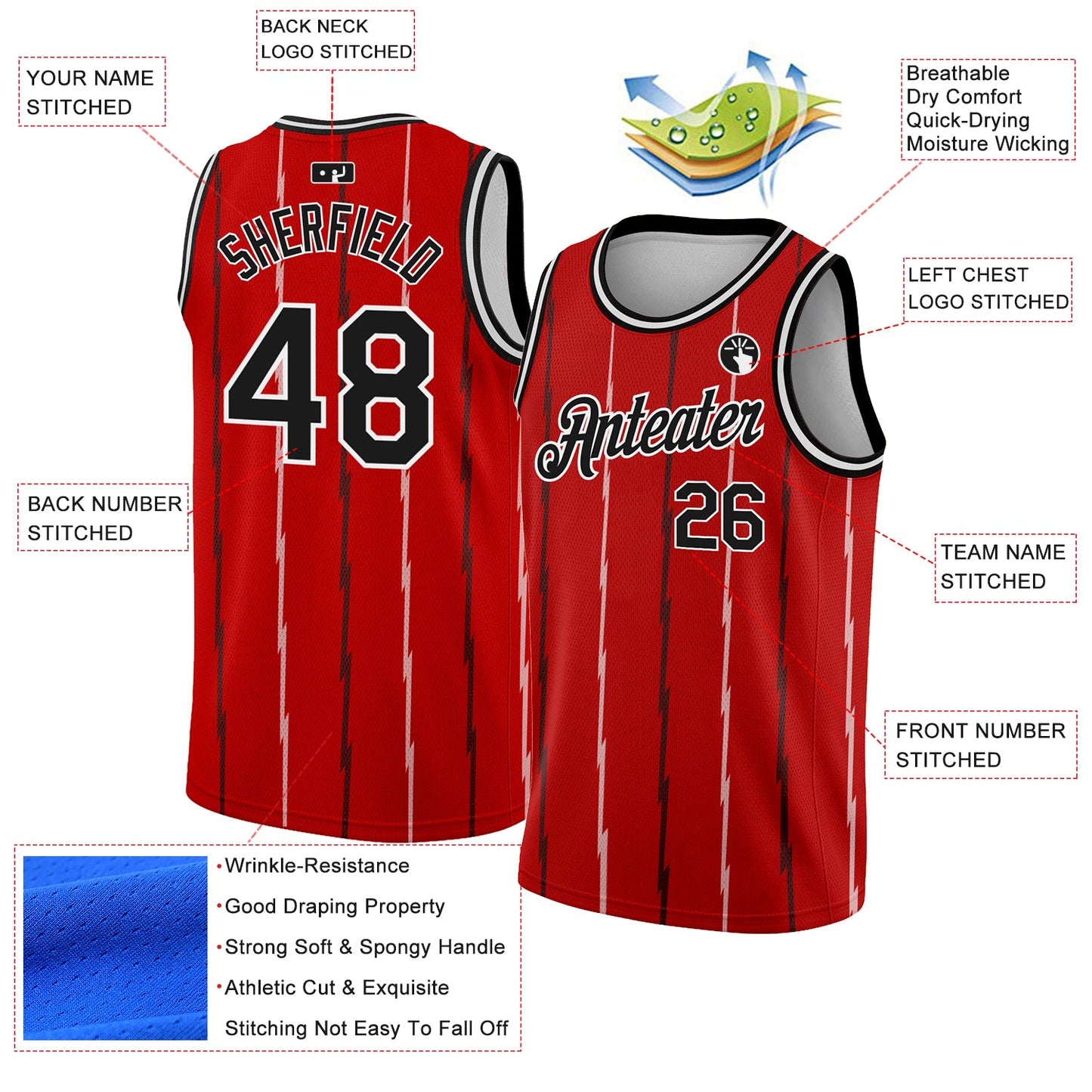 Custom Red Black-White Lines Authentic City Edition Basketball Jersey Limited