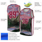 Custom White Maroon 3D Pattern Design Natural Landscape Watercolor Style Authentic Basketball Jersey Limited