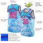 Custom Sky Blue Pink-Black 3D Pattern Design Sky With Clouds Watercolor Style Authentic Basketball Jersey Limited