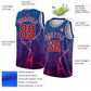 Custom Royal White-Red 3D Pattern Design Abstract Violet Wave Authentic Basketball Jersey Limited