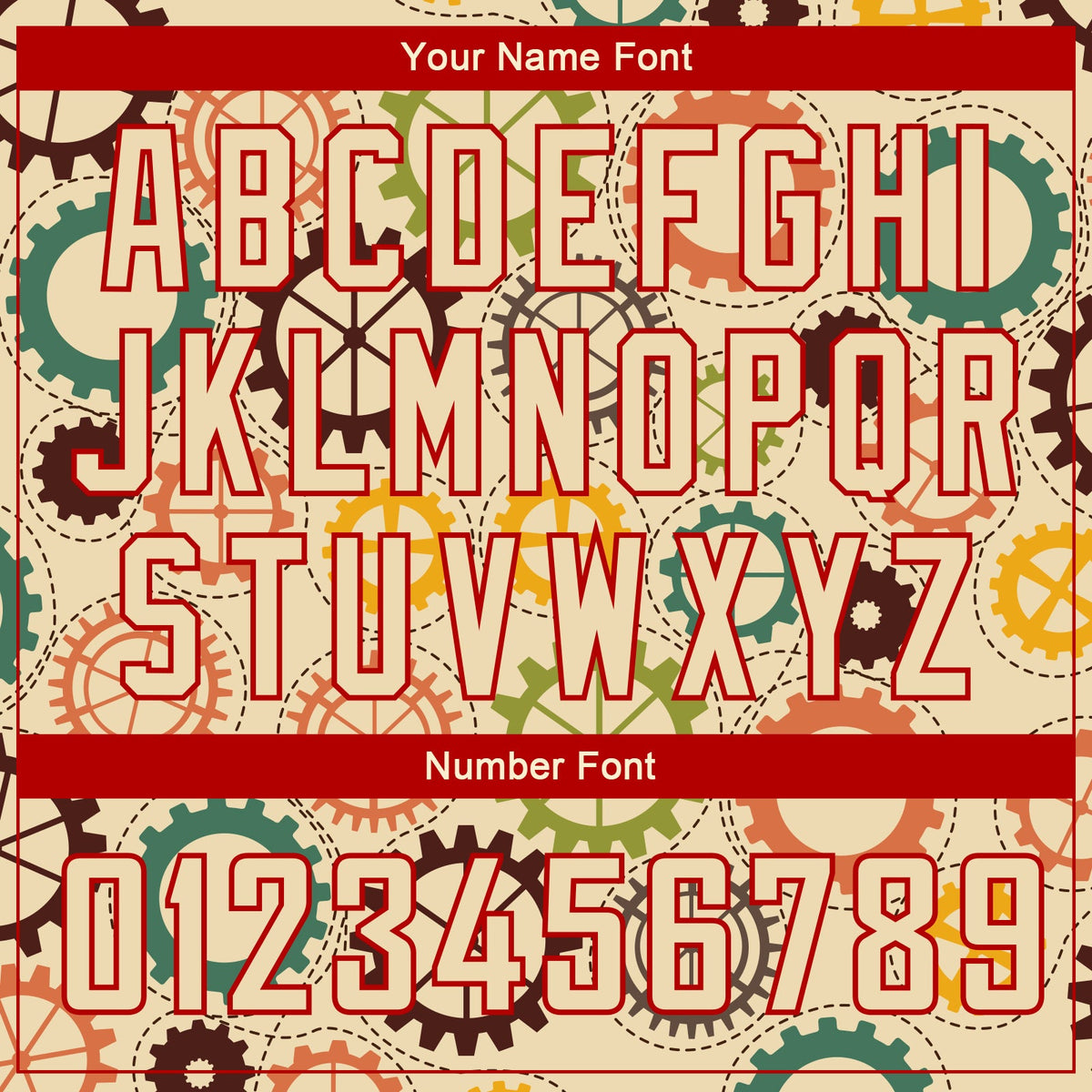 Custom Cream Red 3D Pattern Design Vintage Gears Authentic Basketball Jersey Limited