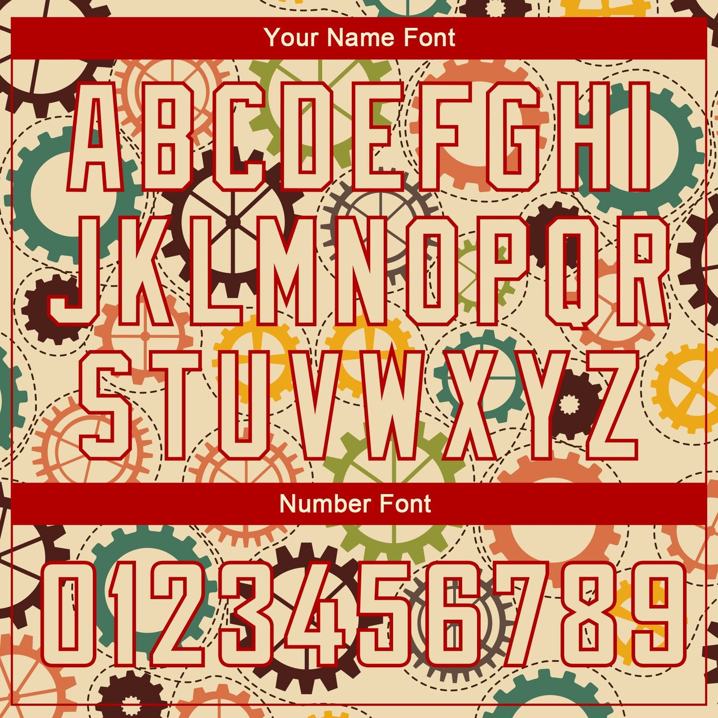 Custom Cream Red 3D Pattern Design Vintage Gears Authentic Basketball Jersey Limited