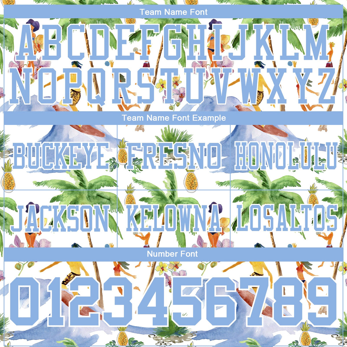 Custom White Light Blue 3D Pattern Beach Hawaii Palm Trees Authentic Football Jersey Limited