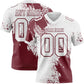 Custom White Burgundy 3D Pattern Abstract Brush Stroke Authentic Football Jersey
