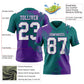 Custom Teal White-Purple 3D Pattern Abstract Brush Stroke Authentic Football Jersey Limited