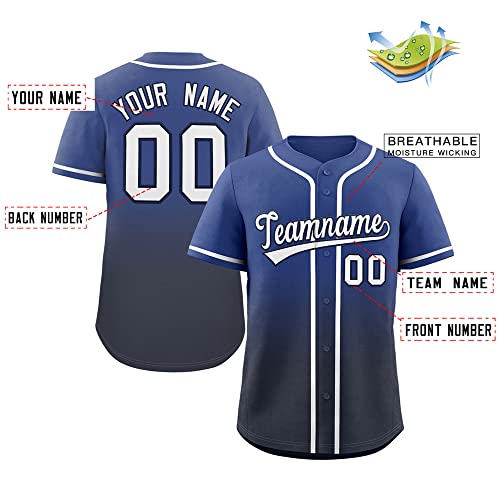 Custom Blue Navy-White Gradient Fashion Authentic Baseball Jersey Limited