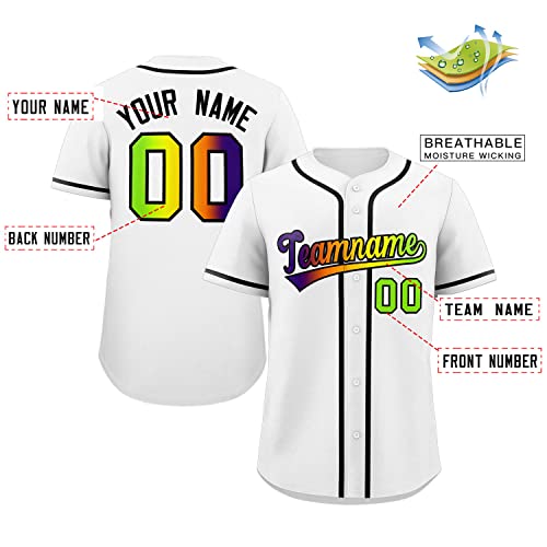 Custom White Neon Green-Purple Gradient Fashion Authentic Baseball Jersey Limited