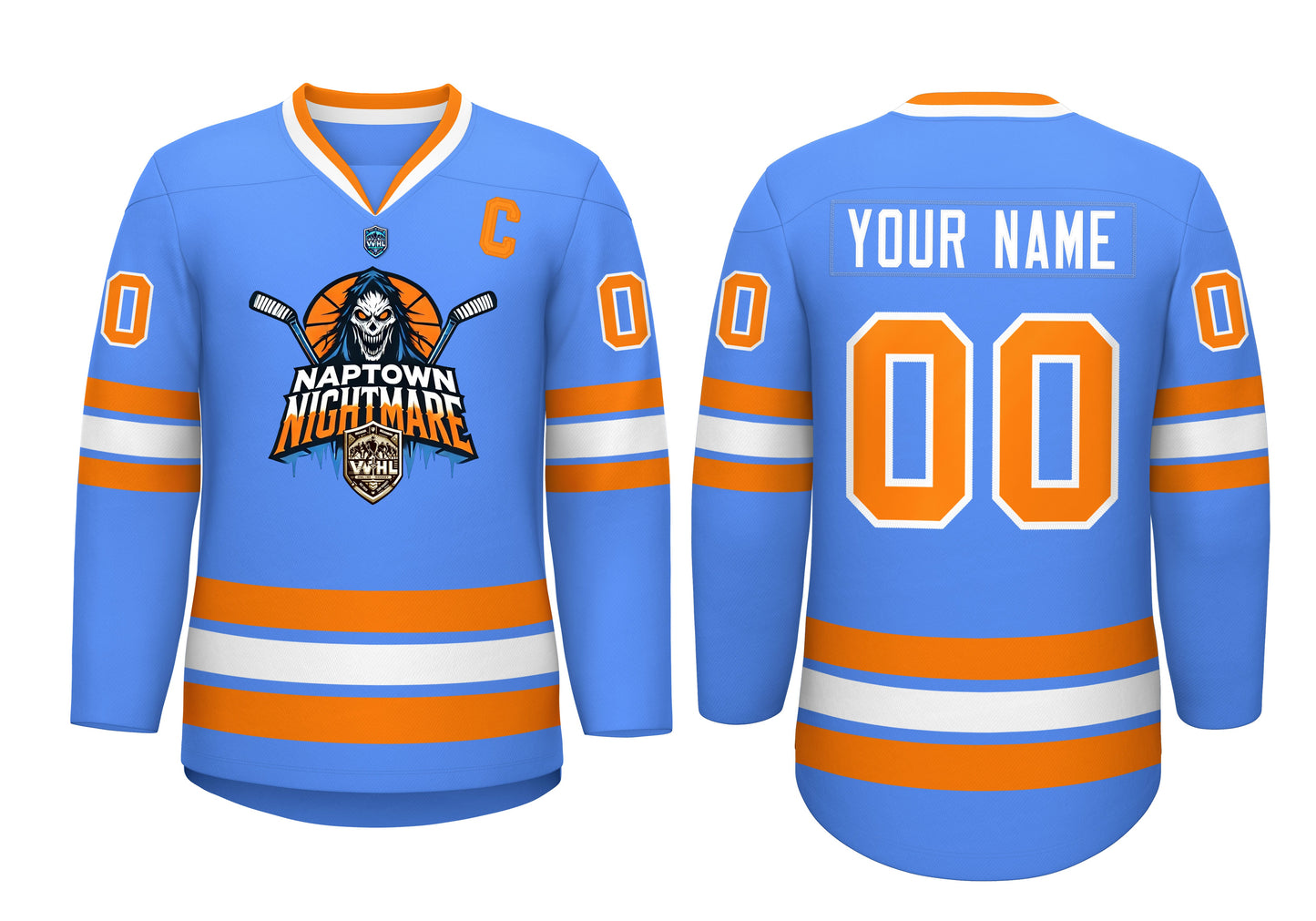 VVHL Custom Naptown Nightmare Blue White Hockey Jersey