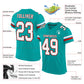 Custom Aqua White-Red Mesh Authentic Football Jersey Limited