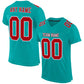 Custom Aqua Red-White Mesh Authentic Football Jersey Limited