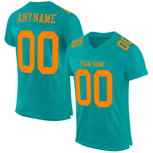 Custom Aqua Bay Orange Mesh Authentic Football Jersey Limited