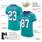 Custom Aqua White-Purple Mesh Authentic Football Jersey Limited