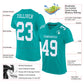 Custom Aqua White Mesh Authentic Football Jersey Limited