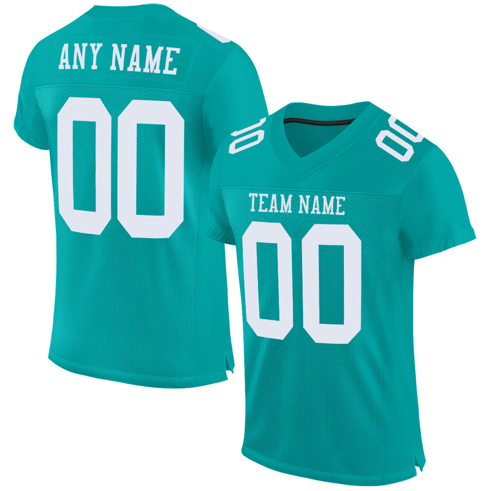 Custom Aqua White Mesh Authentic Football Jersey Limited