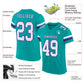Custom Aqua White-Purple Mesh Authentic Football Jersey Limited