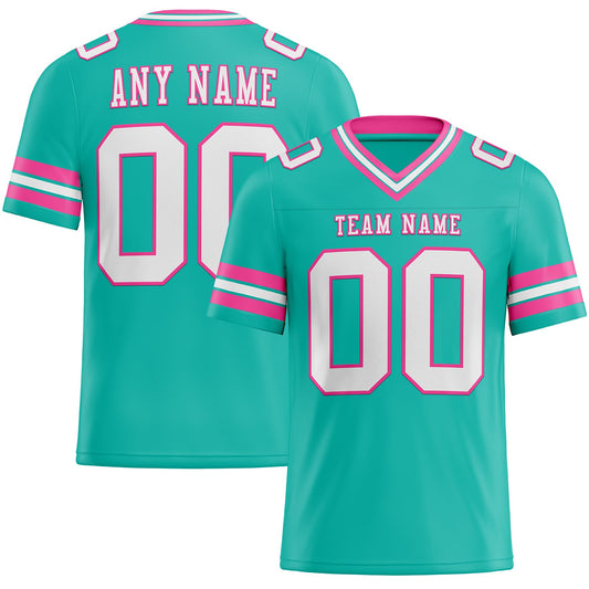 Custom Aqua White-Pink Mesh Authentic Football Jersey Limited
