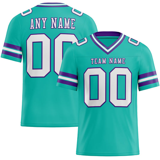 Custom Aqua White-Purple Mesh Authentic Football Jersey Limited