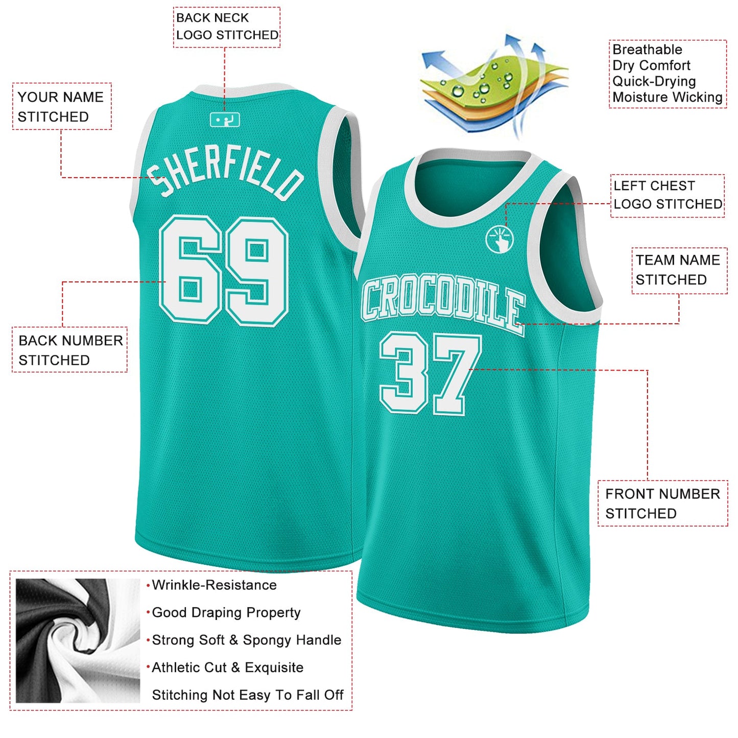 Custom Aqua White Authentic Basketball Jersey Limited