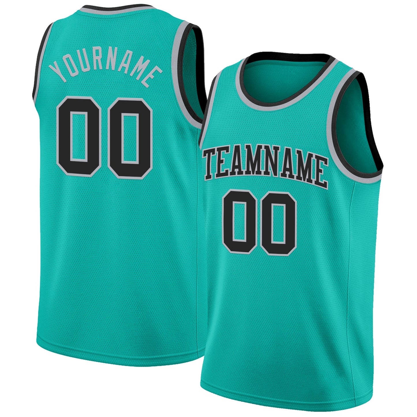 Custom Aqua Black-Gray Authentic Basketball Jersey