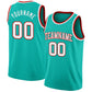 Custom Aqua White-Red Authentic Basketball Jersey
