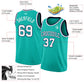 Custom Aqua White-Navy Authentic Basketball Jersey Limited