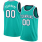 Custom Aqua White-Navy Authentic Basketball Jersey